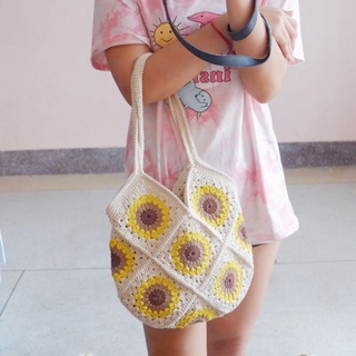 Sunflower bag crochet กระเป๋าเชือกถักดอกทานตะวัน