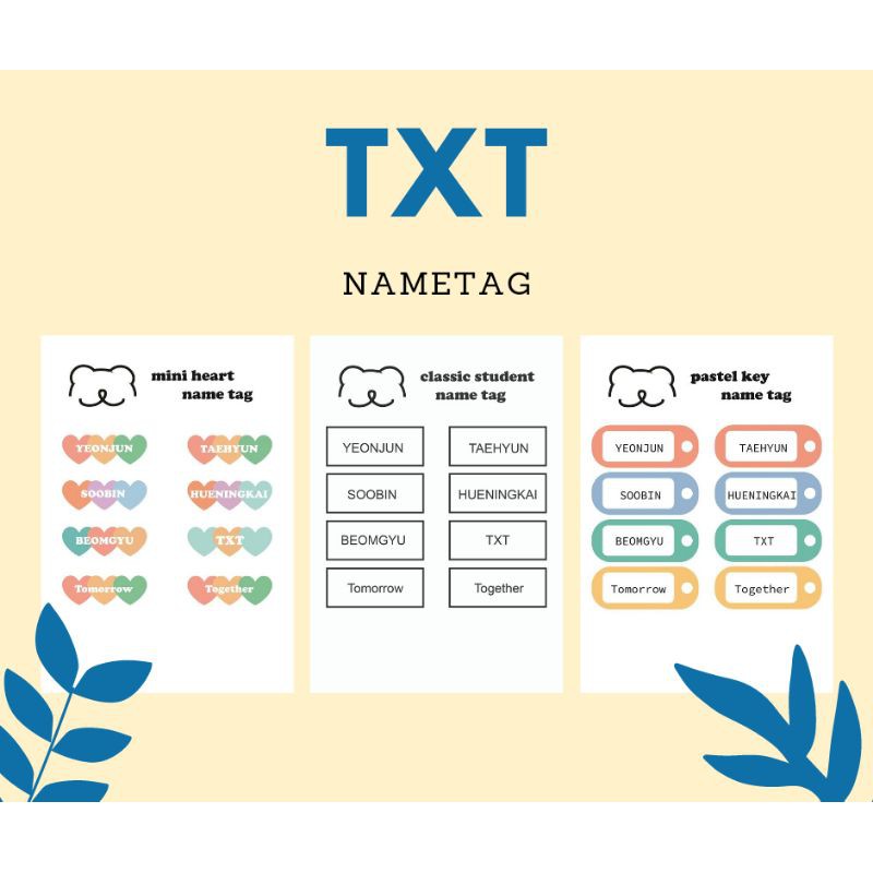 TXT sticker nametag สติ๊กเกอร์เนมแท็ก (nondicut)