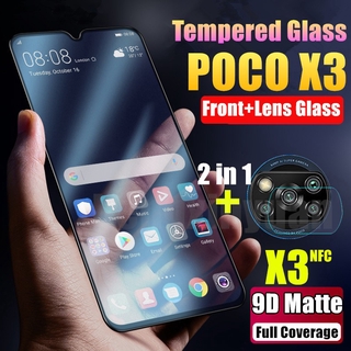 2-in-1 POCO X3 NFC Camera Lens Protective Film Tempered Glass for Xiaomi Poco X3 x3nfc X3PRO 9D Matte Anti-fingerprint POCOX3 NFC Screen Protector