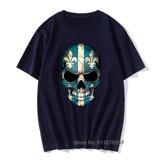 เสื้อยืดแขนสั้น คอกลม ผ้าฝ้าย 100% พิมพ์ลายธง Canada Quebec Skull Map Overd 2022 สําหรับผู้ชาย