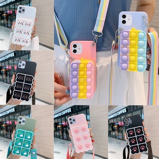 เคสโทรศัพท์มือถือ ซิลิโคนนิ่ม พร้อมกระเป๋าสตางค์ และสายคล้อง สําหรับ Vivo Y19 Y20 Y20S Y12S Y20i Y20A Y50 Y30 Y51 2020 Y31 2021 Y51A Y12A Y20SG Y30G Y20G Y11S iQOO U1x ผ้าคลุม