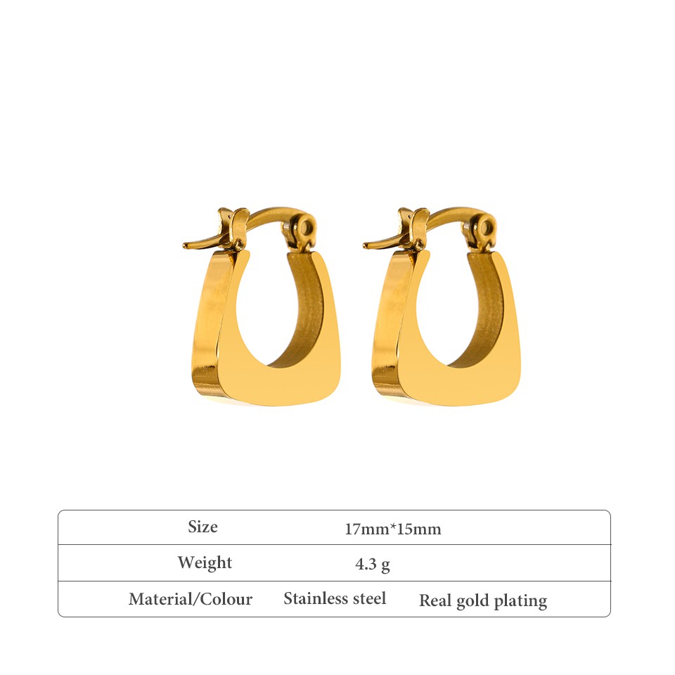 Yhpup 316L Stainless Steel Jewelry Fashion Square Geometric Hoop