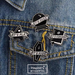 📬 พร้อมส่ง : เข็มกลัดเซ็ทสไตล์พั้งค์ | Let’s CONJURE, PLAY, HIDE&amp;SEEK Punk Style Enamel Brooch Pin Set.