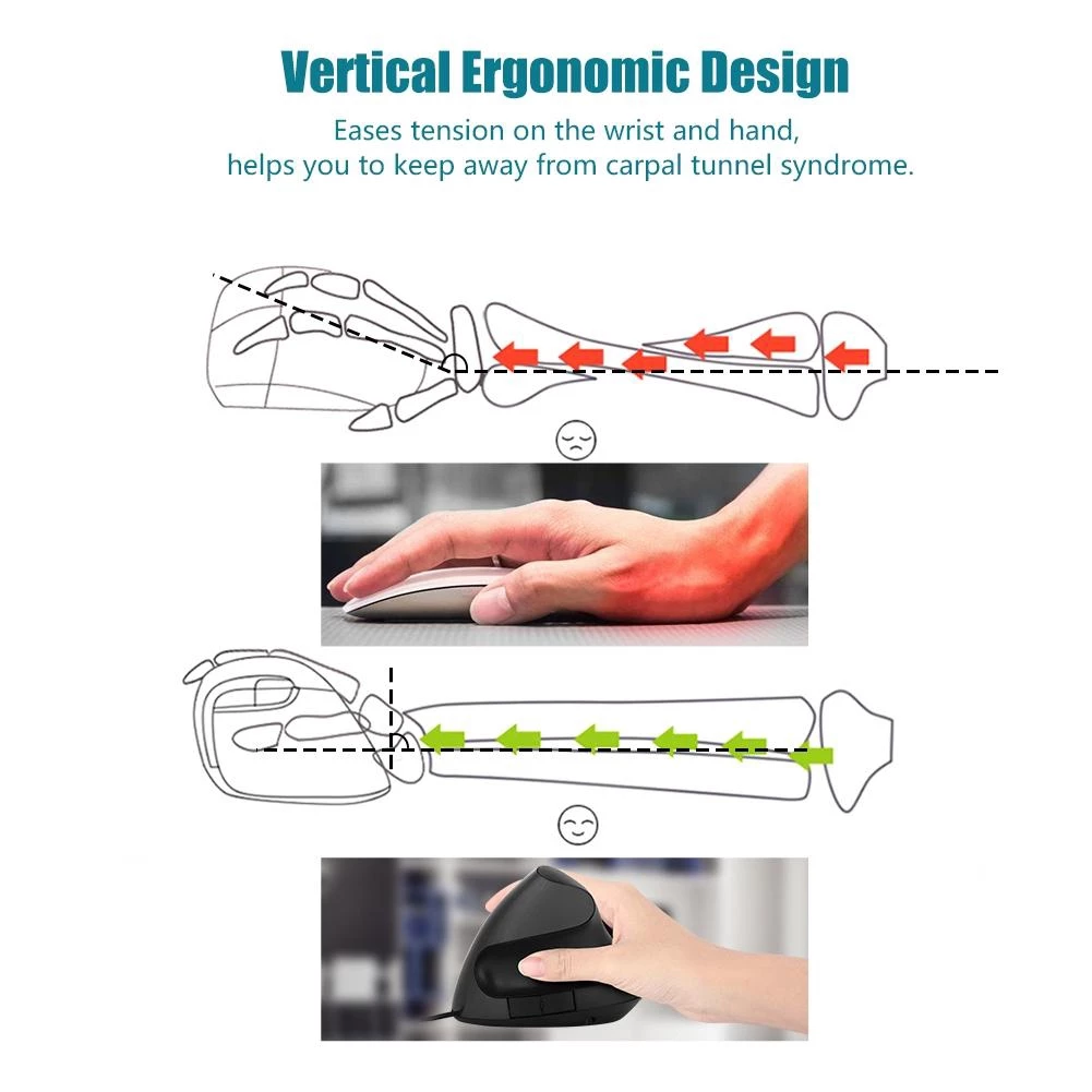 เมาส์เล่นเกมแนวตั้ง Ergonomic Vertical Mouse 3200 DPI thumbnail 9