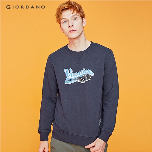 GIORDANO MEN Letter crewneck long-sleeve sweatshirt 33099701