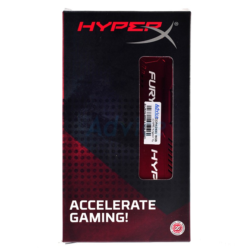 RAM แรม DDR4(2400) 16GB Kingston Hyper-X (HX424C15FB/16)