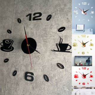 ( เมล็ดกาแฟ ) นาฬิกาติดผนัง DIY 3D วอลเปเปอร์ clock 3d watch acrylic wall