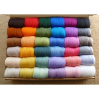 roving เข็มถักผ้าขนสัตว์ไฟเบอร์ 36 สี