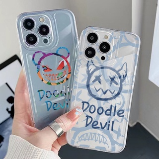 เคสโทรศัพท์มือถือ TPU แบบใส ขอบสี่เหลี่ยม กันกระแทก ลายปีศาจ Doodie สําหรับ Samsung Galaxy A33 A53 A73 5G A32 A52 A72 A31 A51 A71 A23