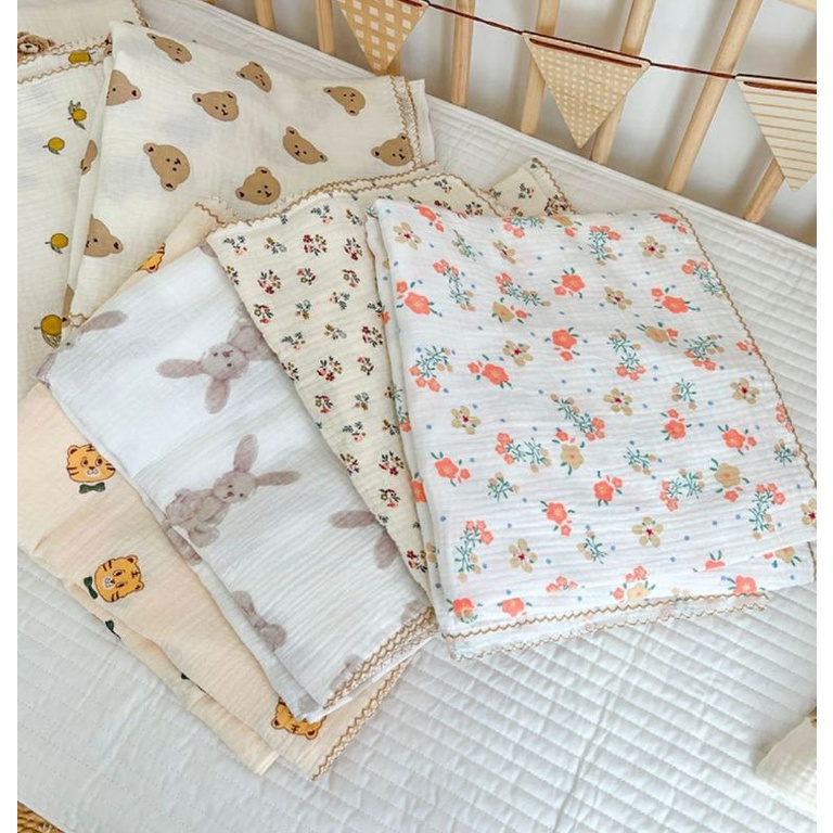 Sale โล๊ะสตอก  ผ้าห่มผ้าอ้อมทอสองชั้น รุ่นมัสลินคอตตอนทอนุ่ม 110*135cm ราคา ถูกที่สุด ดีลบีเคเค แกลเลอรีภาพที่ 8