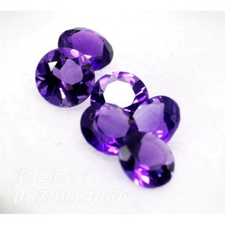 พลอยแท้ อเมทิสต์ (Amethyst) ขนาด 8 มิล 6 เม็ด  พลอยสีดอกตะแบก หรือ พลอยจำปาศักดิ์