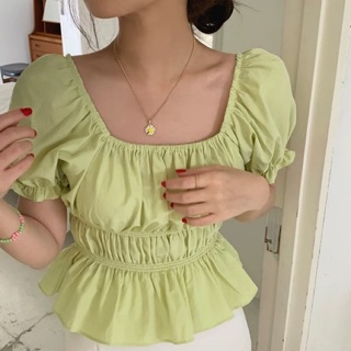 Lime smock crop top #preorder