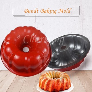 ❉ 9 นิ้ว พิมปล่อง พิมอบขนม เทฟร่อน กระทะเค้ก Keeping Silicone Fluted Cake Pan - Round Deep Bundt Baking Mold - Nonstick Pumpkin