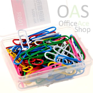 DELI Colored Paper Clips ลวดเสียบกระดาษสี แพ็คละ 100 ชิ้น #0024