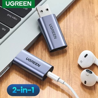 UGREEN รุ่น80864 Sound Card USB to Aux 3.5mm TRRS การ์ดเสียงสำหรับ PC, โน๊ตบุ๊ค, PS4, External USB Sound Card, Earphone