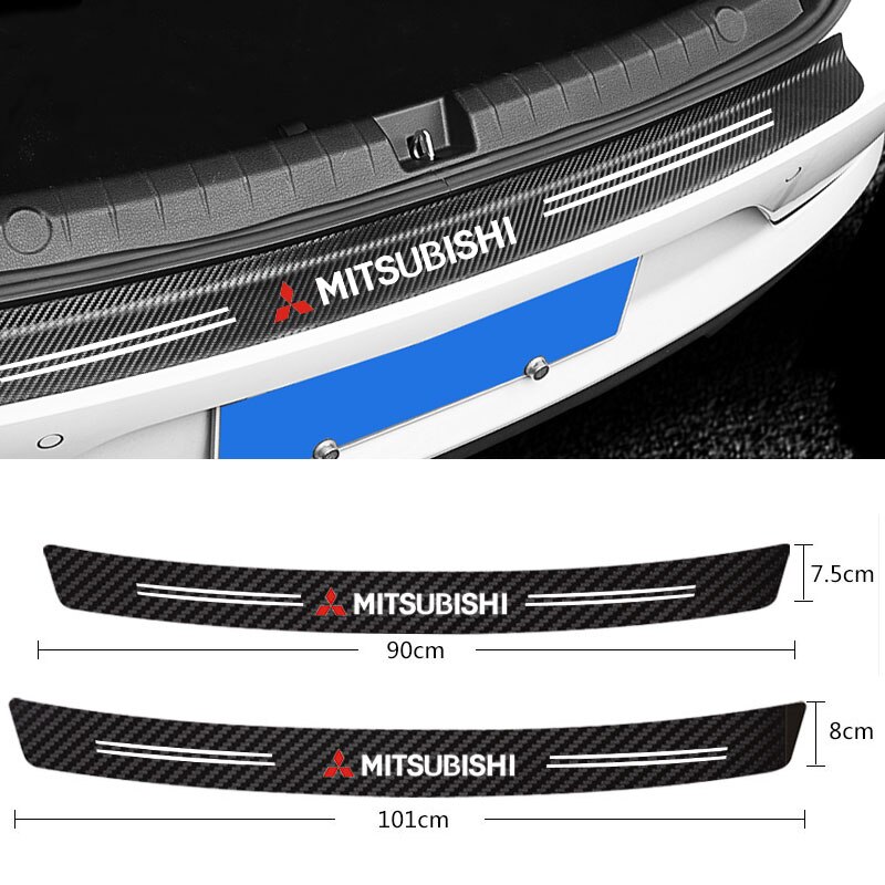 มิทสึบิชิ สติกเกอร์คาร์บอนไฟเบอร์ 5d ติดท้ายรถยนต์ Car Styling Bumper Trunk Carbon Fiber Sticker For Mitsubishi Xpander Mirage ASX Outlander Pajero 2020 Accessories