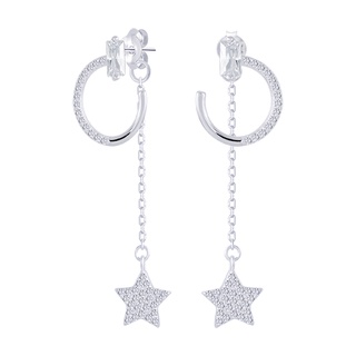 SILVER THAI 925 sterling silver star hanging earringsต่างหูห้อยรูปดาวเงินแท้925