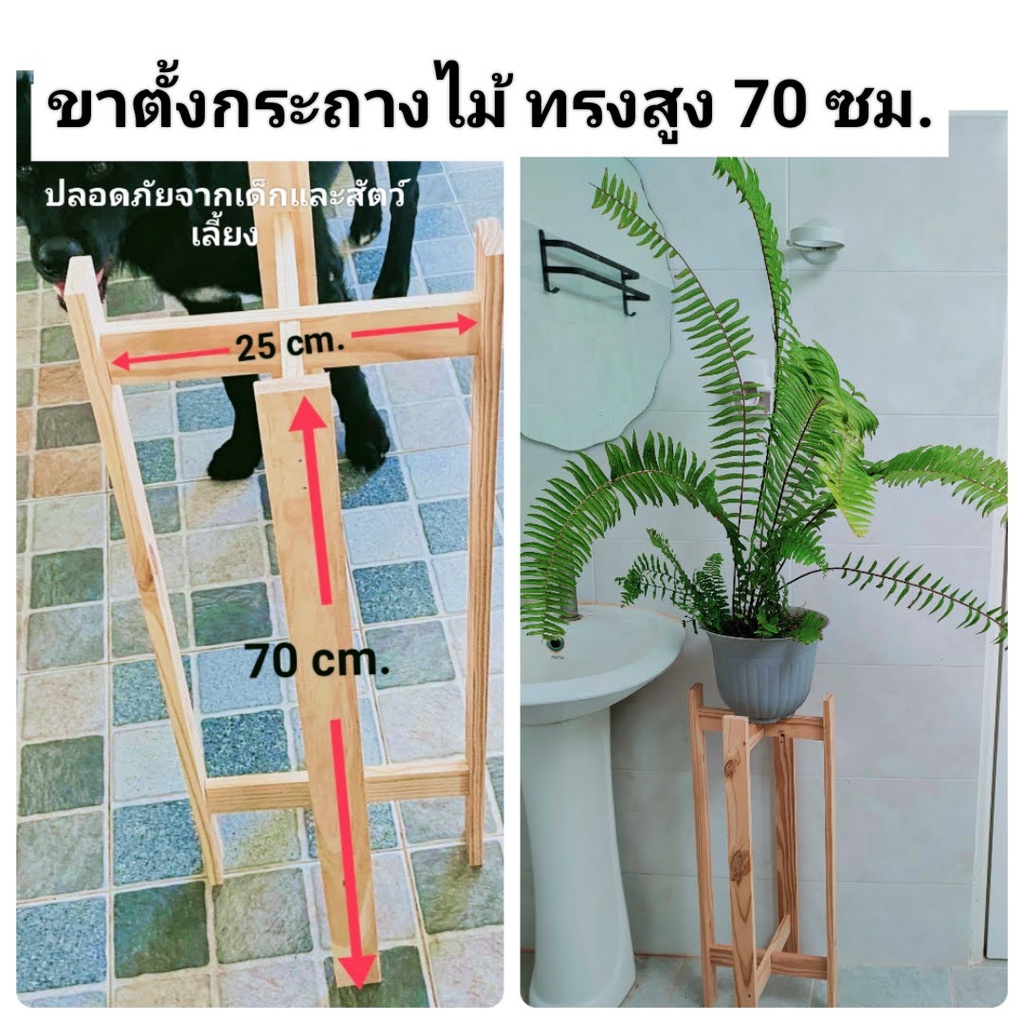 ขาตั้งกระถางไม้ 70*25 Cm.ทรงสูง ปลอดภัยจากมือเด็กเล็ก สัตว์เลี้ยง