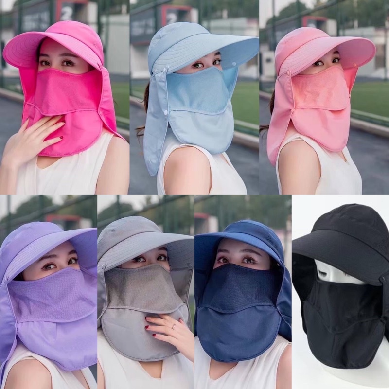 หมวกกันแดดUV 💯ผ้าดีงานดี ของแท้100% หมวกคลุมหน้ากันแดดงานเกรดดี มีเก็บปลายทาง