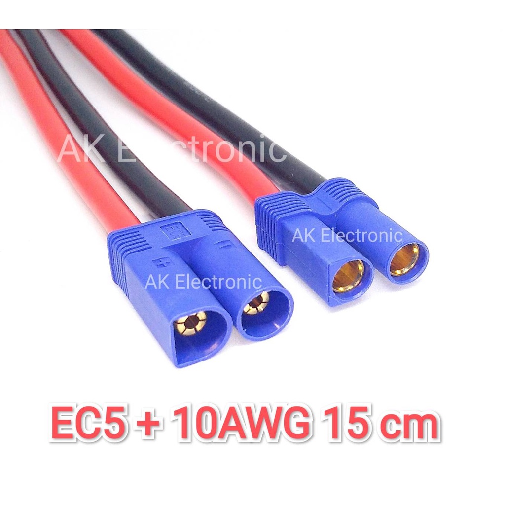 EC5 พร้อมสายไฟซิลิโคน 10AWG 15 cm 30 cm ปลายสายชุปตะกั่วพร้อมบัดกรี สายสำเร็จรูปจากโรงงาน ตัวผู้ - ตัวเมีย