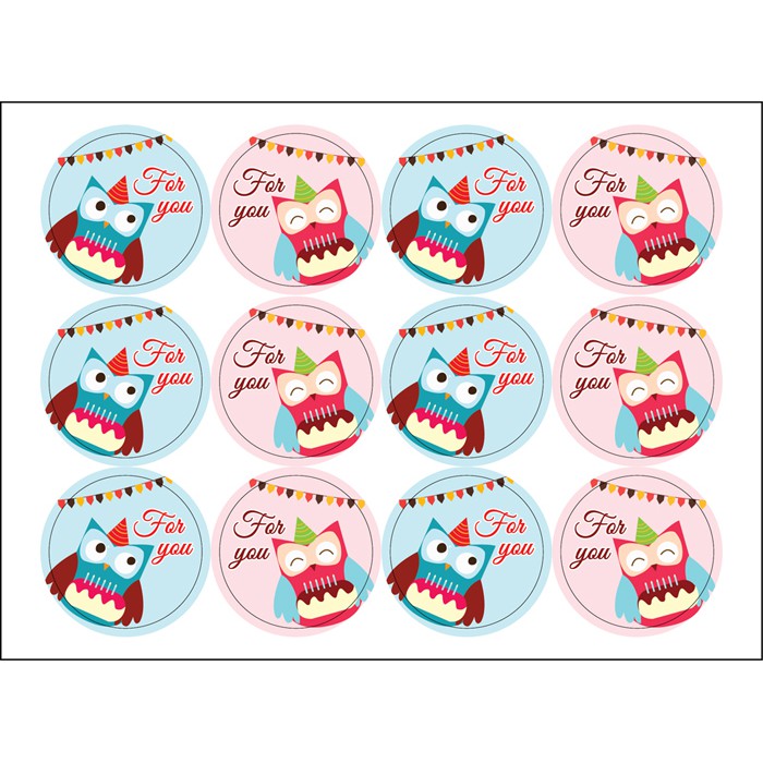 Idopackage - (STK28) สติกเกอร์ตกแต่ง For you ขนาด/ดวง 3.5 cm. 1แผ่นมี 12 ดวง บรรจุแพ็คละ 5 แผ่น/60 ดวง