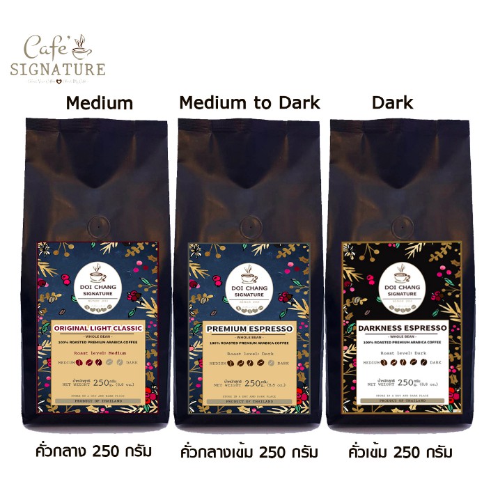 เมล็ดกาแฟคั่วดอยช้าง Doi Chang Signature 250 กรัม