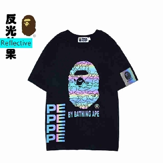 [S-5XL] 4400 Bape เสื้อยืดแขนสั้น พิมพ์ลายสะท้อนแสง แฟชั่น สําหรับผู้ชาย และผู้หญิง