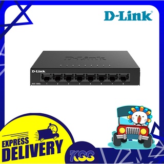 อุปกรณ์เพิ่มช่องแลน ฮับสวิตช์ D-Link DGS-108GL 8 Port Gigabit Metal Unmanaged Desktop Switch เคสเหล็ก