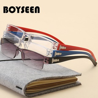 BOYSEEN ใหม่แว่นอ่านหนังสือชิ้นเดียวครึ่งกรอบแว่นอ่านหนังสือแฟชั่นเก่าแสงกระจก 816