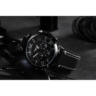 EYKI Overfly WATCH นาฬิกาสายหนังผู้ชาย เครื่องแท้ญี่ปุ่น กันน้ำ30เมตร บอกวันที่/สัปดาห์ ระบบโครโนกราฟ รุ่น E-3068 (ดำ)