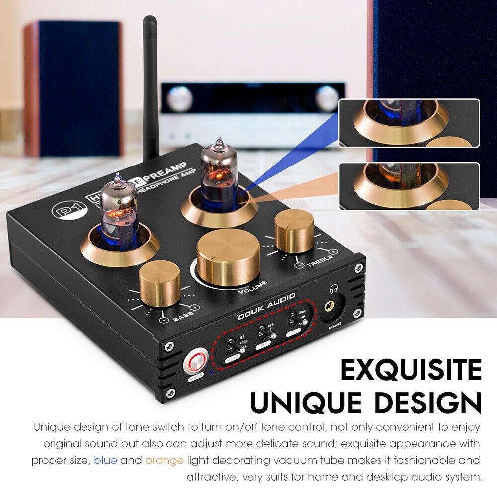 Douk Audio P1 HiFi Bluetooth 5.0 Vacuum Tube Preamp USB DAC APTX  Preamplifier ch2P | Shopee Thailand