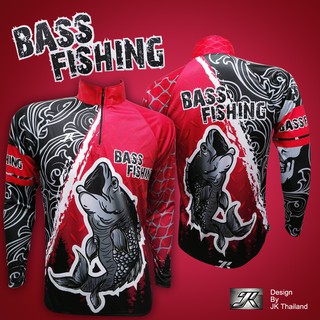 JK Thailand เสื้อตกปลา Bass Fishing ป้องกันรังสี UV 80% แห้งเร็ว