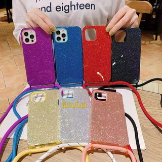 N068 เคสกากเพชรพร้อมสายปลับได้ เคส ไอโฟน7 iphone6 7 8 SE2020 6plus 7plus 8plus X 11 11PROMAX 12 12MINI 12PRO 12PROMAX