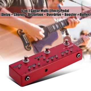 MOSKY DC5 6-IN-1 Guitar Multi-Effects Pedal Delay + Chorus + Distortion + Overdrive + Booster + Buffer Full Metal Shell