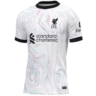 【สินค้าใหม่ พร้อมส่ง】เสื้อกีฬาแขนสั้น ลายทีม Liverpool ทีมเยือน สีขาว 22 23