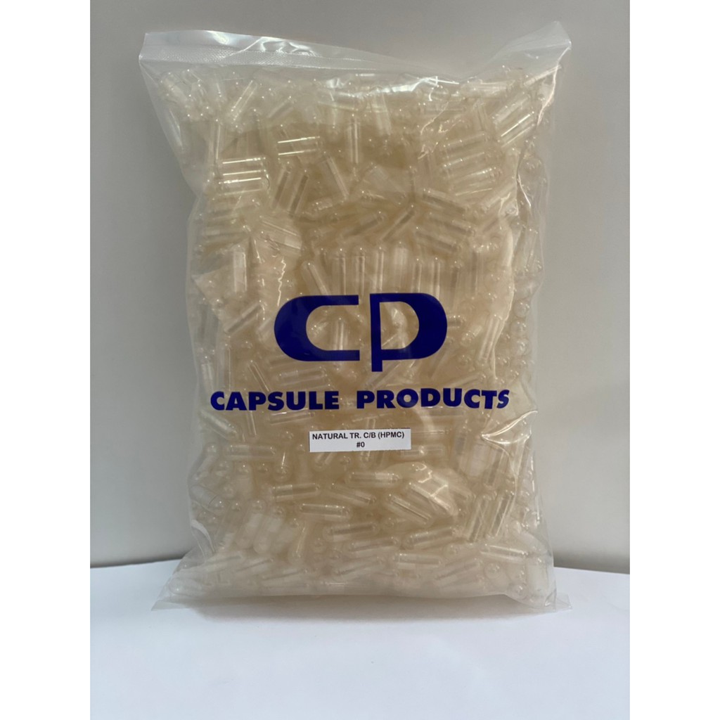 Capsule Products แคปซูลพืช (HPMC) สีขาวใส (เบอร์ 0) บรรจุ 1000 แคปซูล/ห่อ