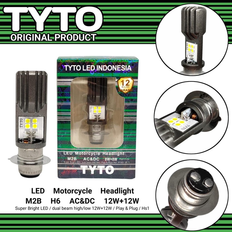 TYTO M2B H6 AC/DC 8WATT+8WATT รถจักรยานยนต์ไฟ LED!