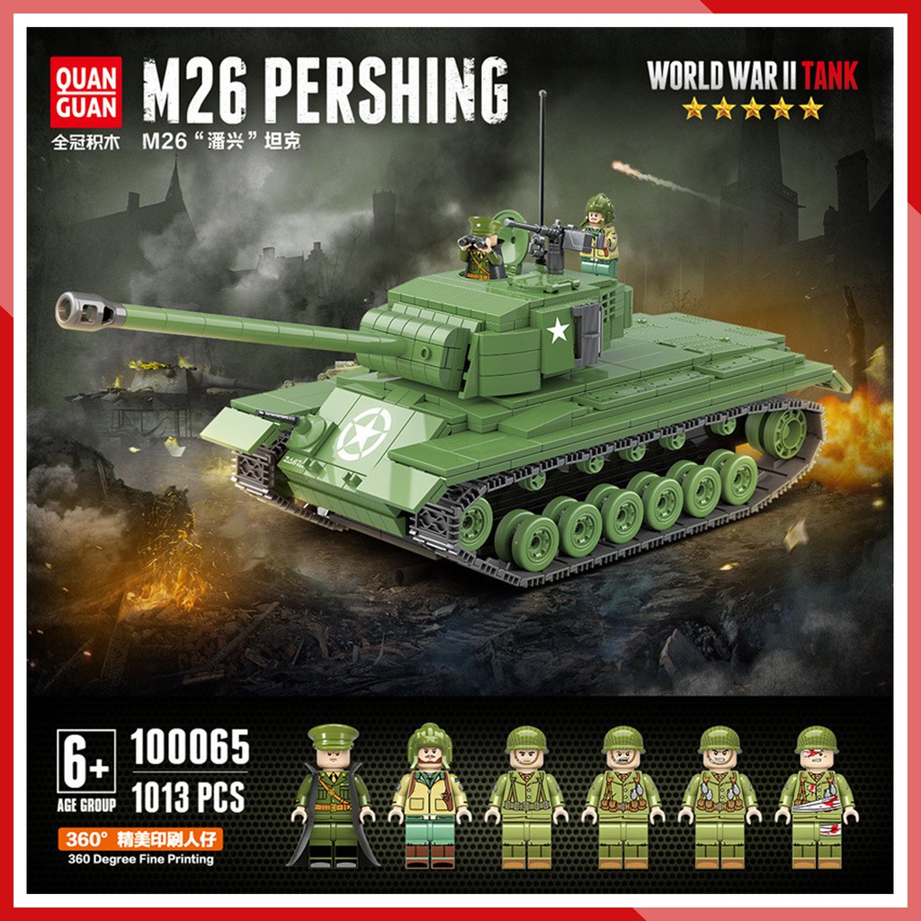 ประกอบ US Imperial Super tank M26 Pershing - ของเล่นปริศนาโมเดล QuanGuan WW2 100065