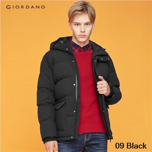 GIORDANO MEN Thick hooded 90% grey goose down jacket 01079657