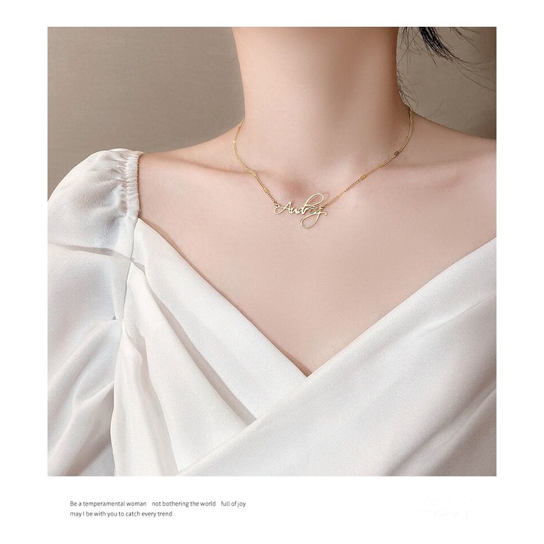 Bonlavie 【สร้อยคอแบบกําหนดเอง ชื่อ】สร้อยคอสเตนเลส อารมณ์ตัวอักษรภาษาอังกฤษ สร้อยคอด้านข้าง เรียบง่าย กระดูกไหปลาร้า สร้อยคอ เทรนด์เครื่องประดับ ราคา ถูกที่สุด ดีลบีเคเค แกลเลอรีภาพที่ 3