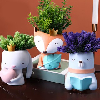 กระถางต้นไม้เรซิ่นรูปสัตว์น่ารักสําหรับตกแต่งบ้านและสวน