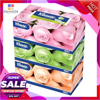 🔥*พร้อมส่ง*🔥 KLEENEX กระดาษเช็ดหน้า รุ่น ฟลอรัล 140 แผ่น (แพ็ค 3 กล่อง) คละสี