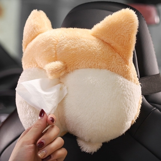 Corgi ตูดรถตลกกล่องกระดาษทิชชูแขวนรถน่ารักลิ้นชักรถอุปกรณ์ตกแต่งภายใน Daquan