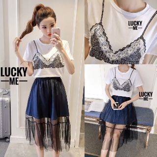 T-Shirt and Denim Tutu Skirt Set