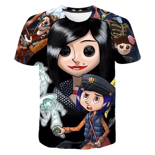 ใหม่ เสื้อยืดแขนสั้น พิมพ์ลายการ์ตูนอนิเมะ Coraline 3 มิติ แฟชั่นฤดูร้อน สําหรับเด็กผู้ชาย และเด็กผู้หญิง