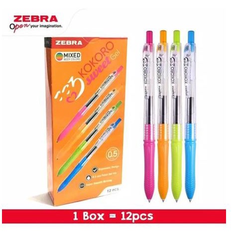 (12ชิ้น) Zebra Kokoro Sweet Gel Pen / Kokoro 0.5mm ปากกาลูกลื่น / kokoro Mirai
