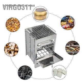 Virgo311 Portable Outdoor Camping Wood Stove Folding Stainless Steel Burning Square