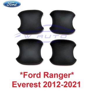 สีดำด้าน ถาดรองมือเปิด Ford Ranger Everest  2012 - 2021 ถ้วยมือเปิด ฟอร์ด เรนเจอร์ เอเวอร์เรส  เบ้ากันรอย ถ้วยรองมือเปิด