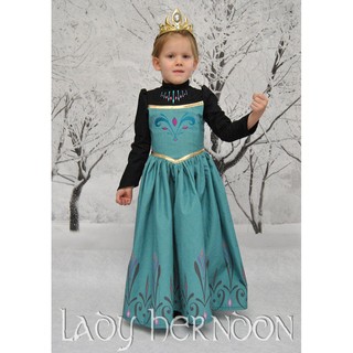 (ส่งฟรี/พร้อมส่ง) ชุดราตรีเด็ก Dress Elsa รุ่น แขนยาวสีดำ