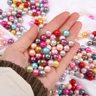 3/4/6/8/10 มม.ABS No-Hole เลียนแบบลูกปัดมุกที่มีสีสันรอบลูกปัด DIY Craft Filler สําหรับครีมกาวเคสโทรศัพท์ตกแต่ง